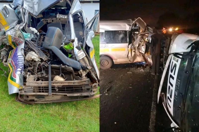 Photocollage of a matatu and a lorry involved in an accident on Monday April 14.